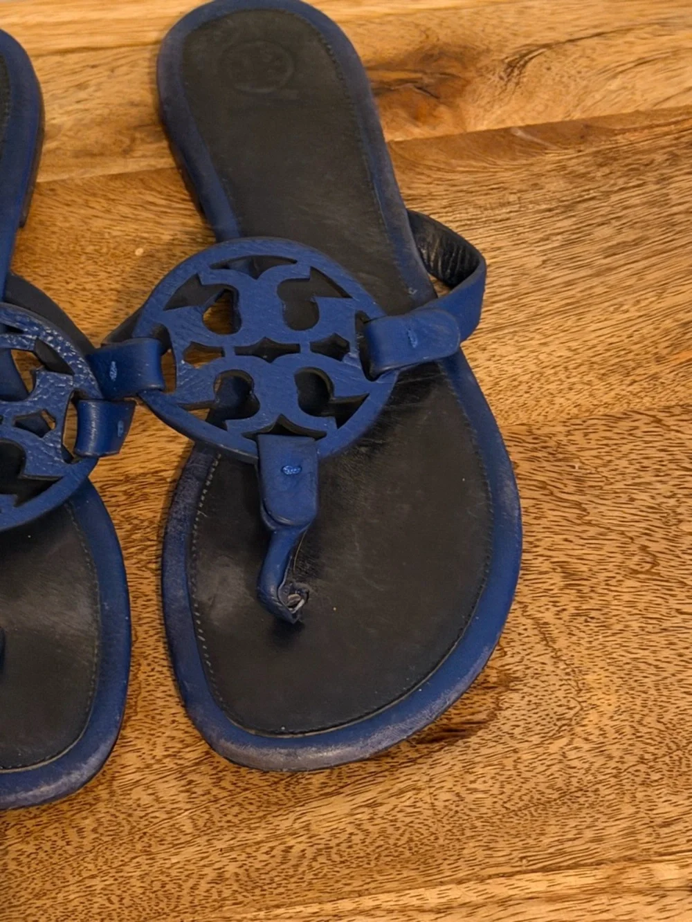 Tory Burch Blue Miller Cutout Thong Sandals